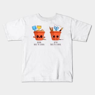 Before and After Back to School (bucket) Kids T-Shirt